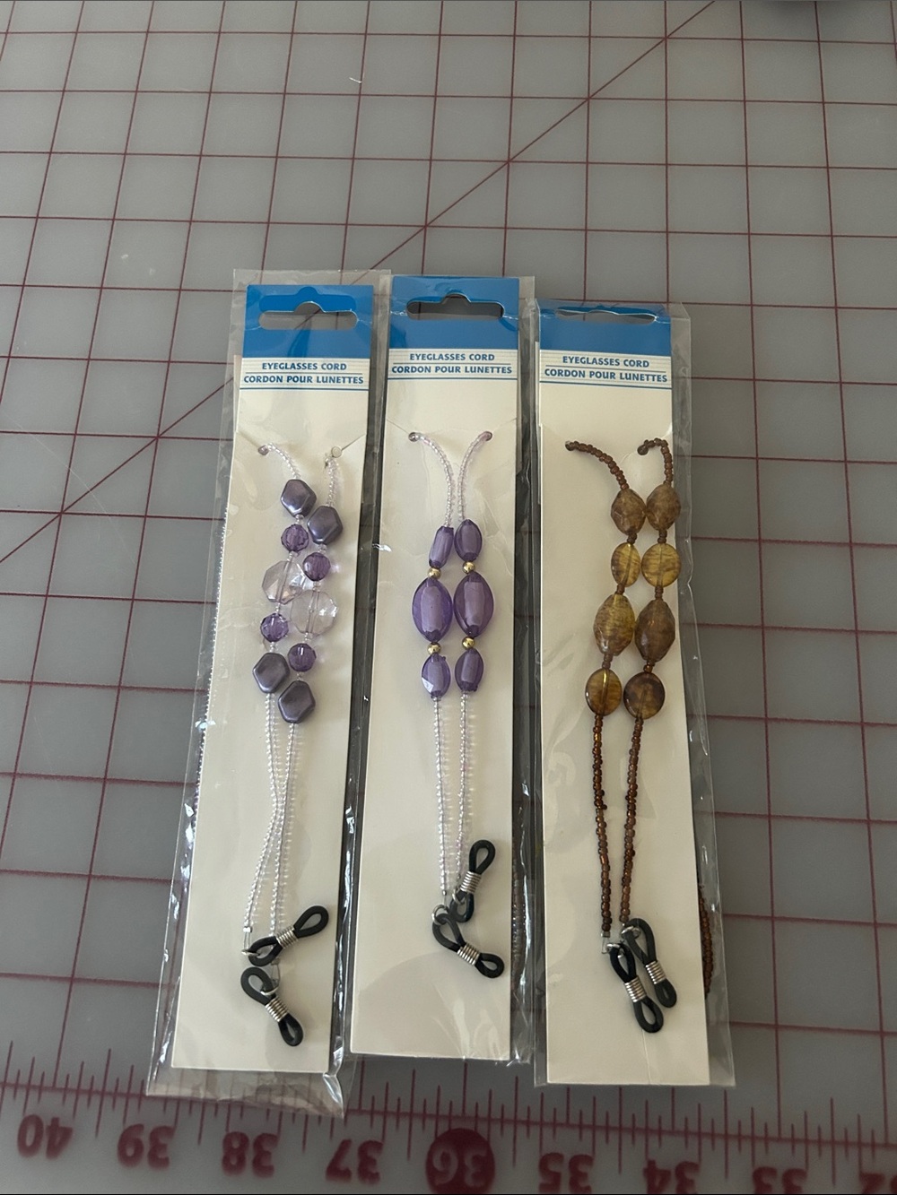 Beaded Eyeglass Chains - Purple and Amber Sets